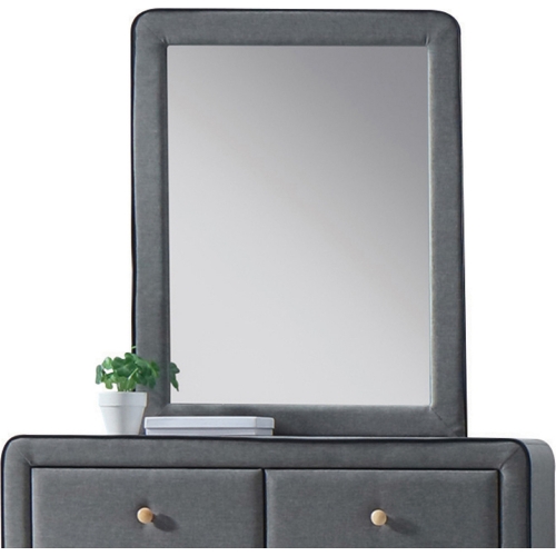 Valda Mirror in Light Gray Fabric