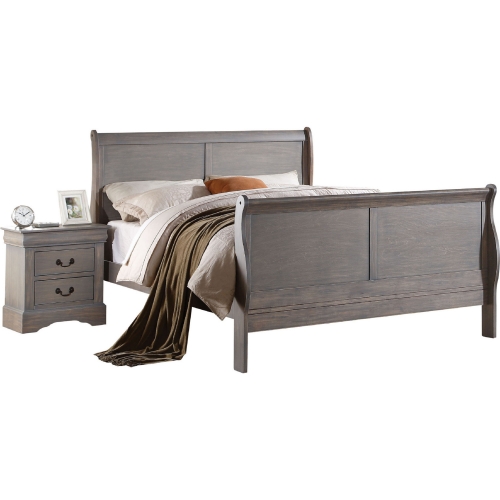 Louis Philippe III Queen Bed in Antique Gray