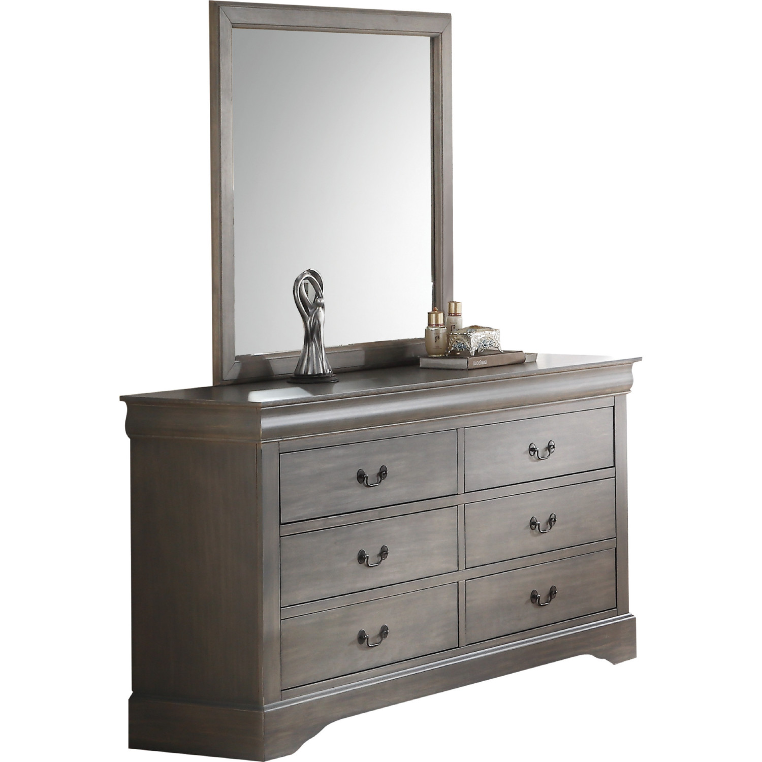  ACME Furniture Louis Philippe III Mirror, Antique Gray