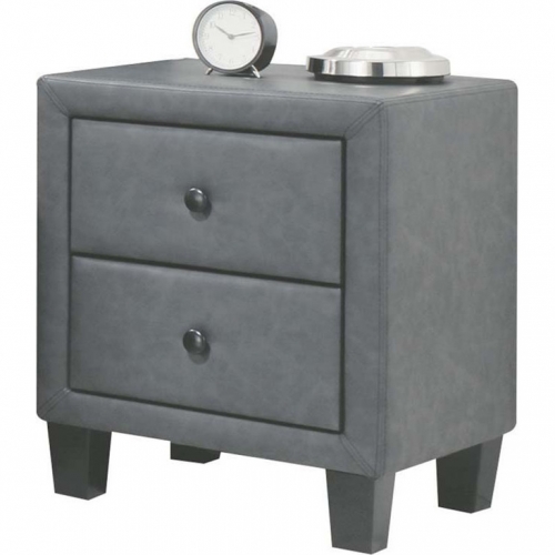 Saveria Nightstand in Two Tone Gray Leatherette