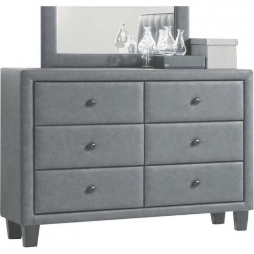 Saveria Dresser in Two Tone Gray Leatherette