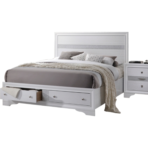 Naima King Storage Bed in White