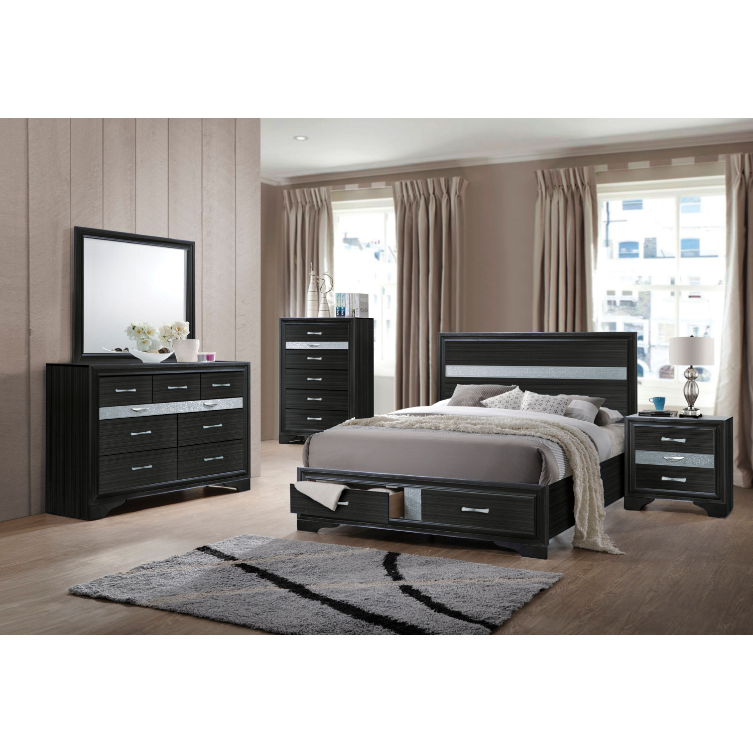 Acme naima white queen deals bed with storage