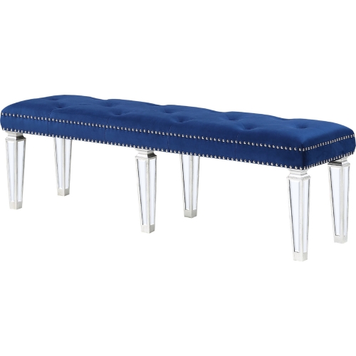 Varian Bench in Blue Velvet & Mirror