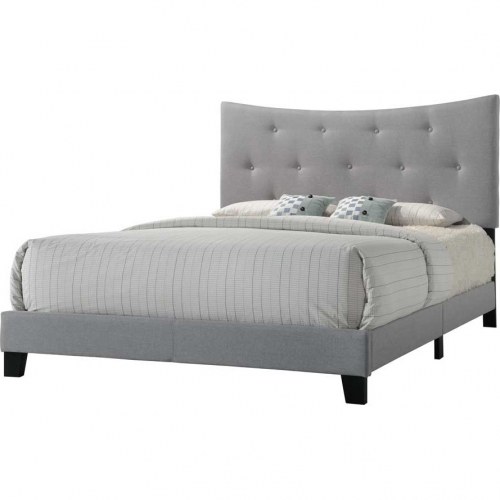 Venacha Queen Bed in Gray Fabric w/ Tufted Headboard