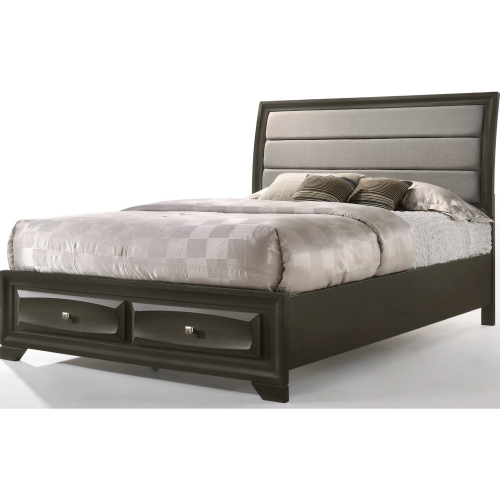 Soteris Queen Storage Bed in Gray Fabric & Antique Gray