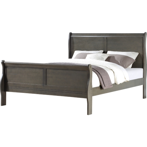 Louis Philippe Queen Sleigh Bed in Dark Gray Finish