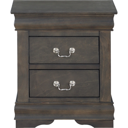 Louis Philippe Nightstand in Dark Gray Finish