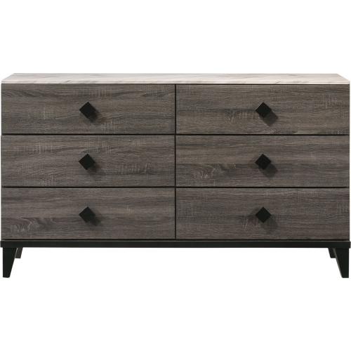 Avantika Dresser in Rustic Gray Oak & Faux Marble