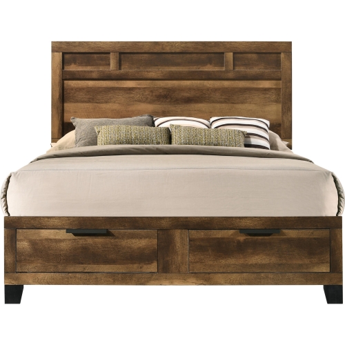 Morales Storage King Bed in Rustic Oak Finish Wood