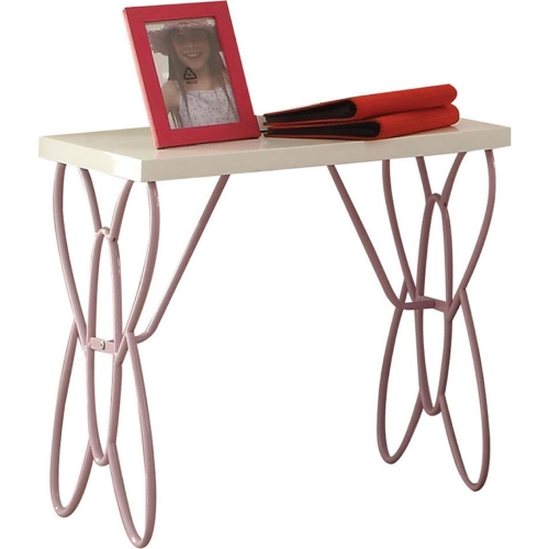 Priya II Nightstand in White & Light Purple Butterfly