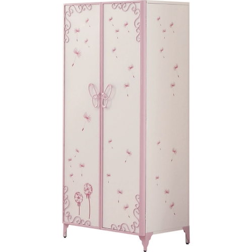 Priya II Armoire in White & Light Purple Butterfly