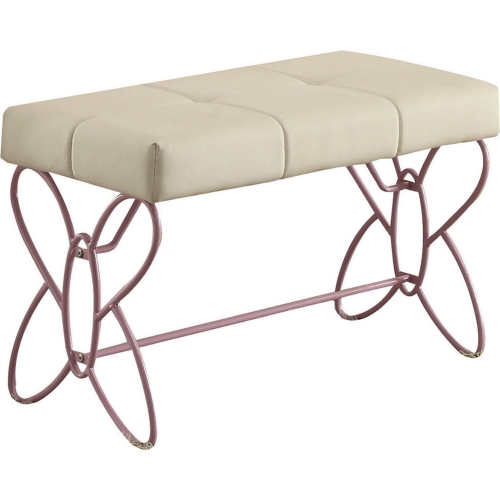 Priya II Vanity Bench in White & Light Purple