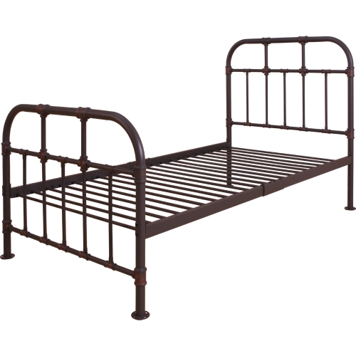 Nicipolis Twin Bed in Sandy Gray Metal w/ Copper