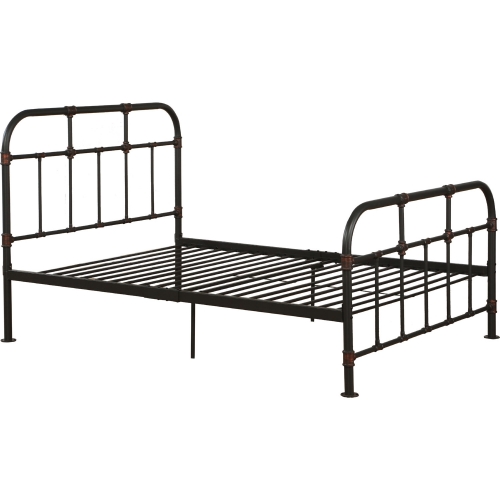 Nicipolis Full Bed in Sandy Gray Metal w/ Copper