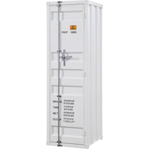 Cargo 1 Door Armoire Wardrobe in White Metal