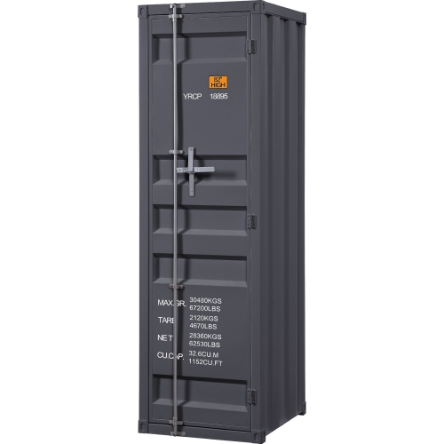 Cargo 1 Door Armoire Wardrobe in Gunmetal Metal