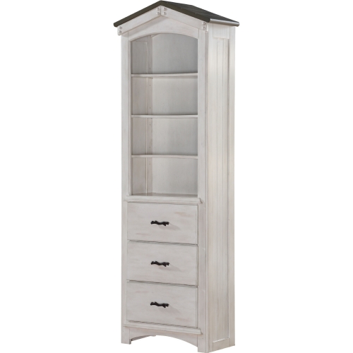 Tree House Bookcase Cabinet in Weathered White & Washed Gray