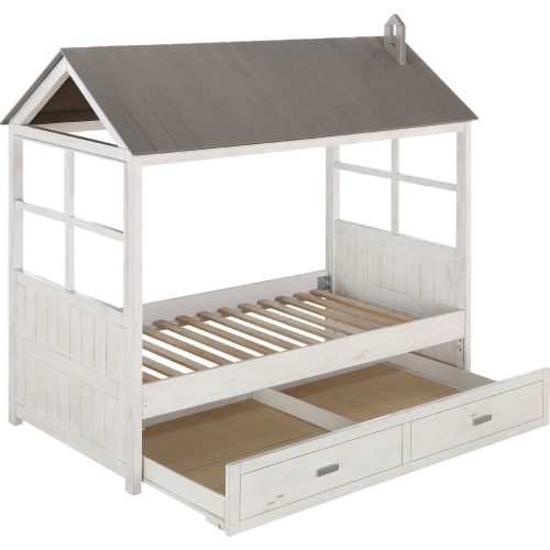 Tree House II Twin Bed in Weathered White & Washed Gray