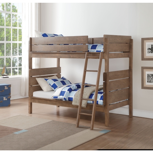 Ranta Twin over Twin Bunk Bed in Antique Oak Planks