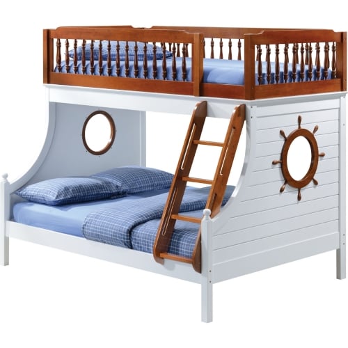 Farah Twin over Full Bunk Bed in Oak & White