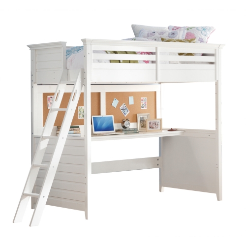 Lacey Twin Loft Bed w/ Desk in White