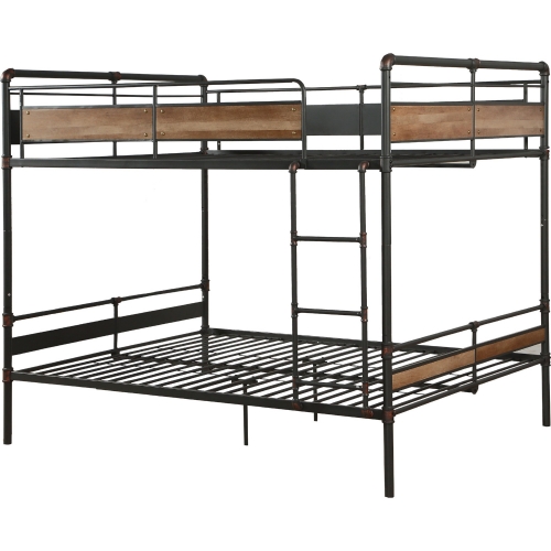 Brantley II Queen over Queen Bunk Bed in Black & Brushed Dark Bronze