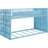 Cargo Twin over Twin Bunk Bed in Aqua Finish Metal