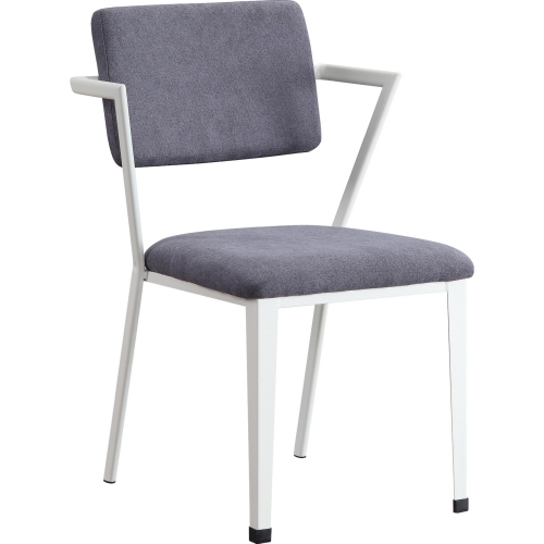 Cargo Chair in Gray Fabric & White Metal