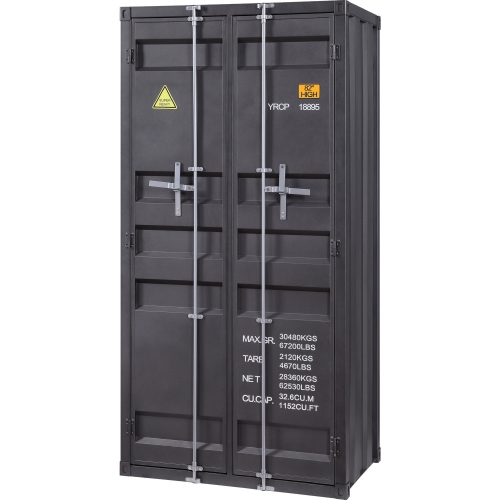 Cargo Armoire Wardrobe in Gunmetal Metal