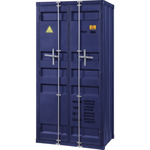 Cargo Armoire Wardrobe in Blue Metal