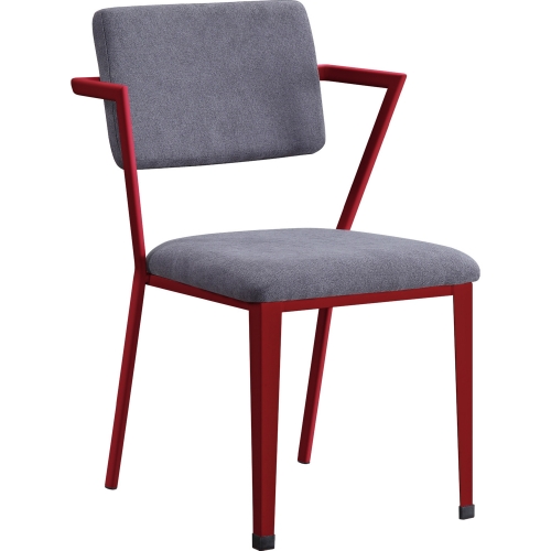 Cargo Accent Chair in Gray Fabric & Red Metal