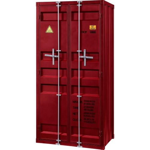 Cargo Armoire Wardrobe in Red Metal