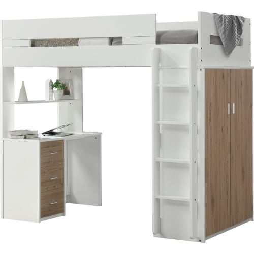 Nerice Loft Bed in White & Oak