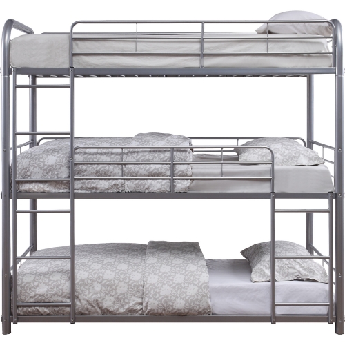 Cairo Twin Triple Bunk Bed in Silver Metal