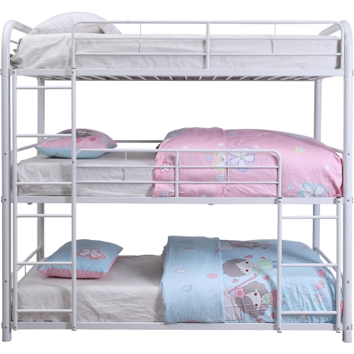 Cairo Twin Triple Bunk Bed in White Metal