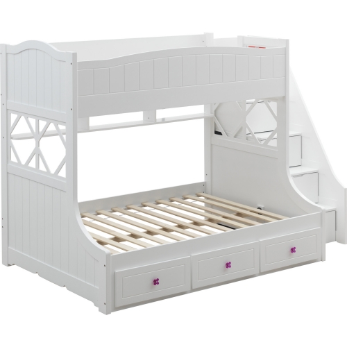 Meyer Twin / Full Bunk Bed w/ Storage Ladder & Drawers in White