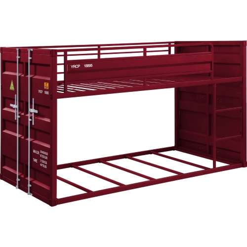 Cargo Twin over Twin Bunk Bed in Red Metal