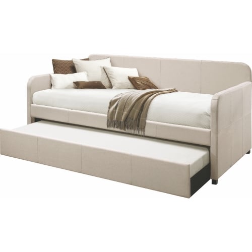 Jagger Twin Daybed & Trundle Set in Beige Fabric