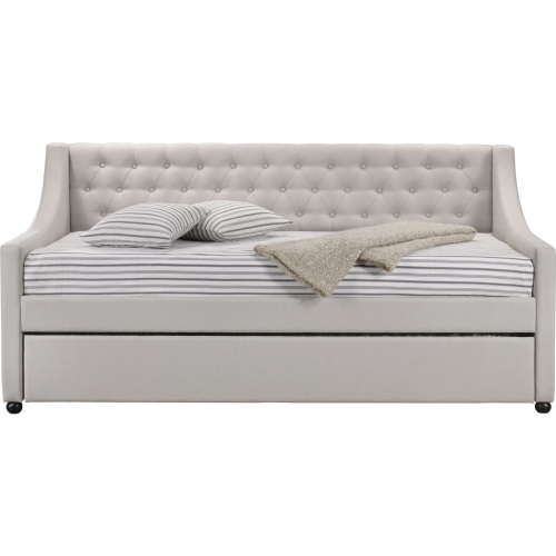 Lianna Twin Daybed w/ Trundle in Tufted Fog Fabric