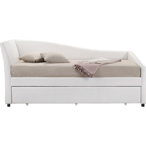 Jedda Twin Daybed w/ Trundle in White Leatherette