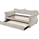 Adkins Twin Daybed & Trundle in Tufted Beige Fabric