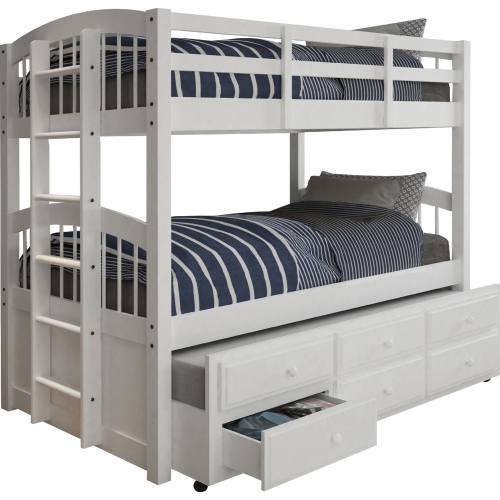 Micah Twin over Twin Bunk Bed & Trundle w/ Drawers in White