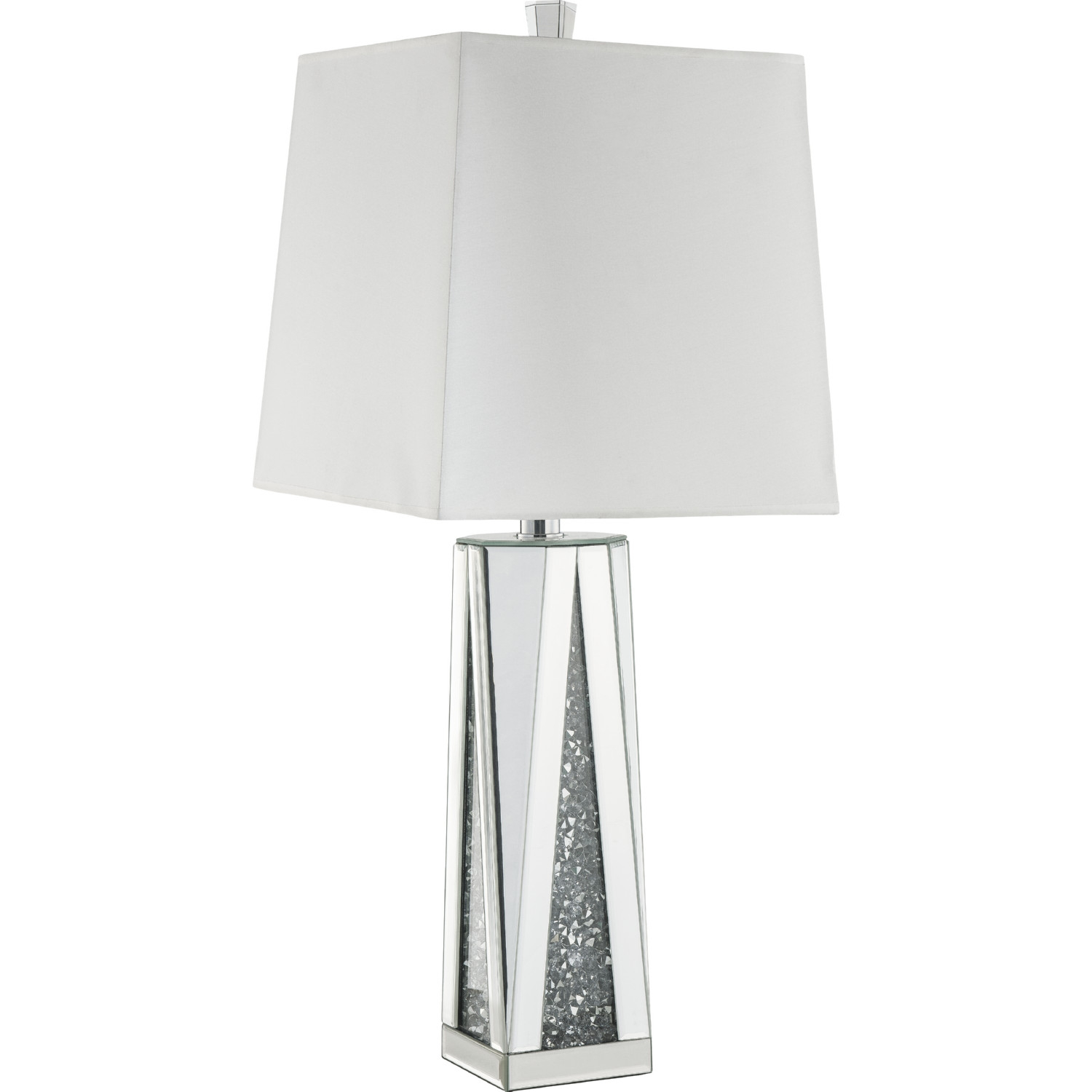 Noralie online Collection 40216 Table Lamp, Glam Style, Square Shade White Finish, Mirr