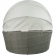 Salena 2 Piece Patio Canopy Daybed Set in Beige Fabric & Gray Wicker
