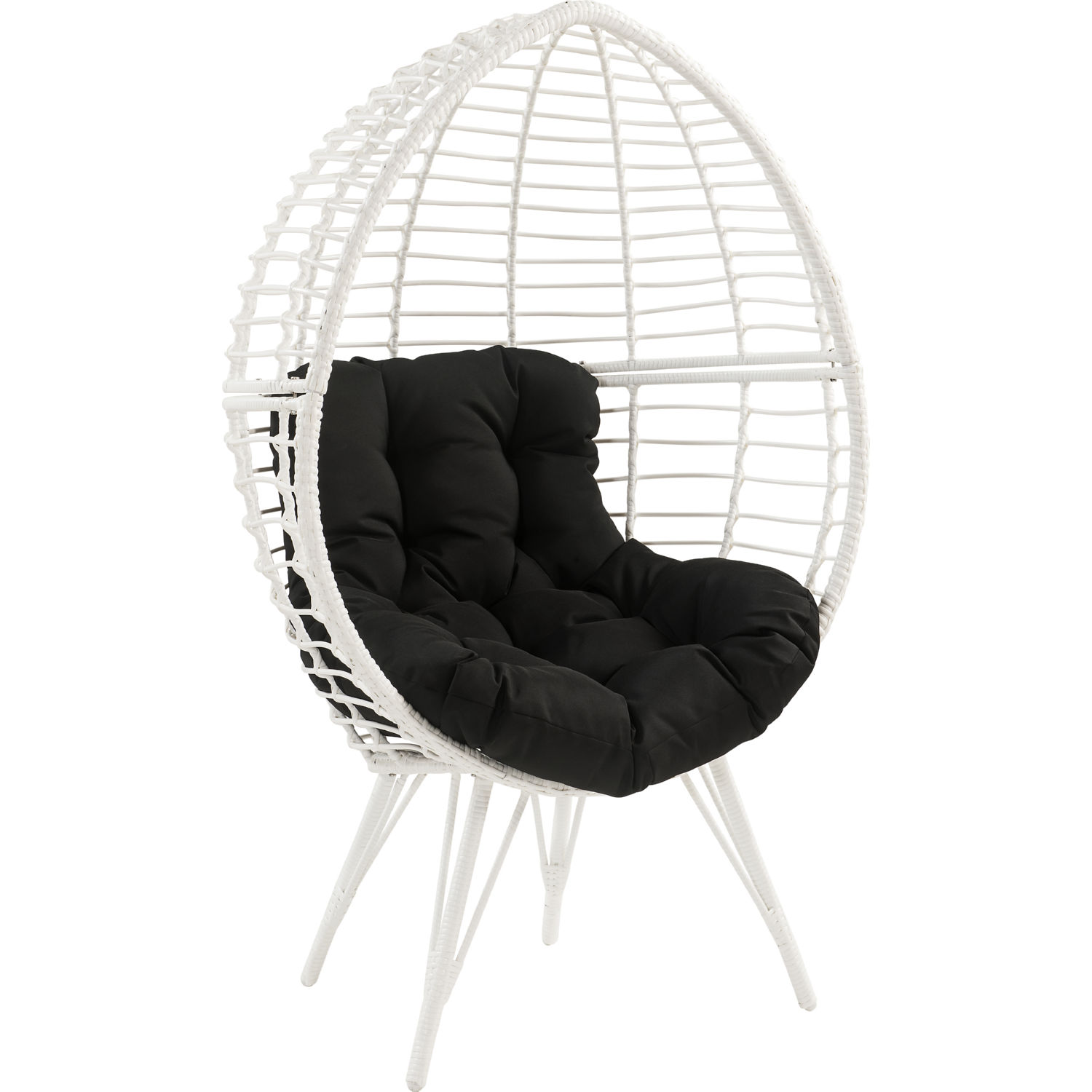 Galzed Outdoor Accent Lounge Chair in Black Fabric & White Wicker by Acme  Furniture