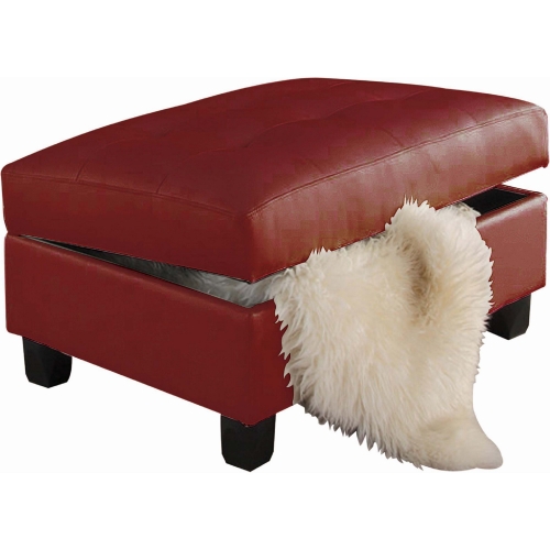 Kiva Ottoman w/ Storage in Red Bonded Leather Match