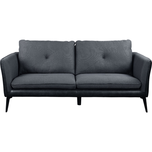 Harun Sofa in Gray Tufted Fabric & Leatherette