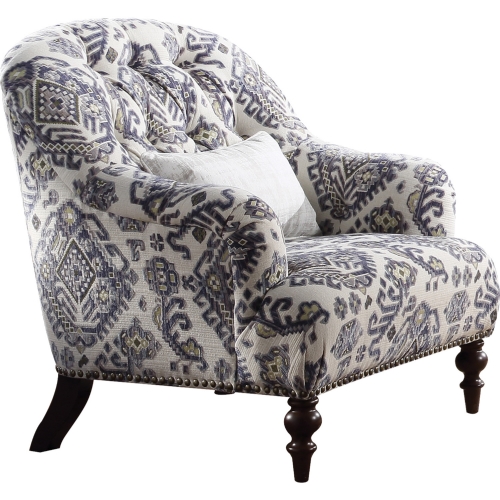 Saira Curved Arm Chair in Pattern Fabric w/ Nailhead