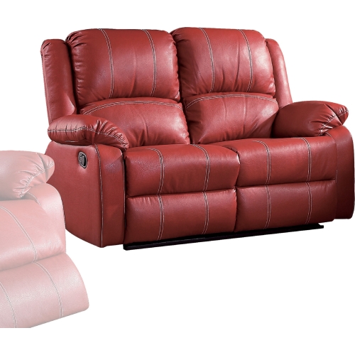 Zuriel Motion Loveseat in Red Leatherette